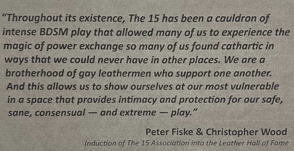 The 15 Association induction into the Leather Hall of Fame